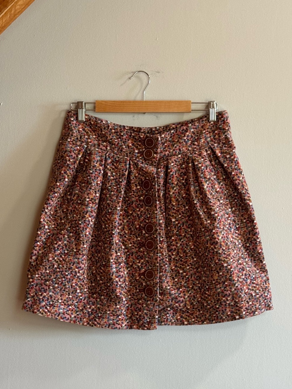 Elevenses Anthropologie Confetti Print Pleated A-Line Skirt Size 6